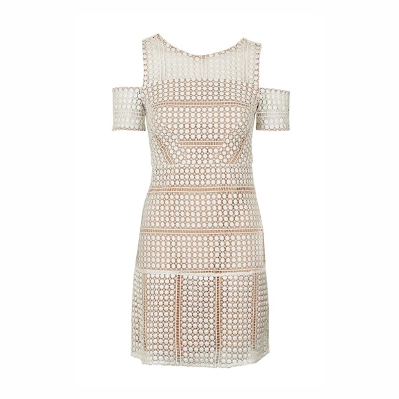 Topshop Lace Circle Cold-Shoulder Dress Sz 4 - Picture 1 of 6